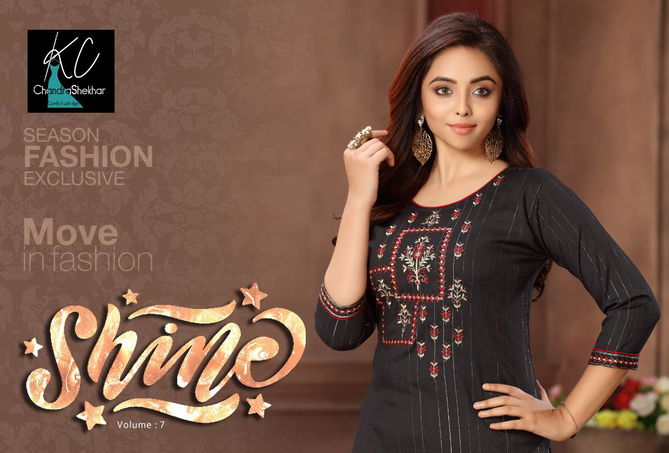 Kc Shine 7 Ethnic Wear Rayon Embroidery Designer Kurti Collection